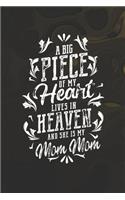 A Big Piece Of My Heart Live In Heaven And She Is My Mom Mom: Family life Grandma Mom love marriage friendship parenting wedding divorce Memory dating Journal Blank Lined Note Book Gift