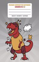 Primary Composition Notebook Grades K-2: Story Paper Journal Dashed Midline And Picture Space Exercise Book - Angry Red Dinosaur