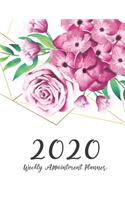 2020 Weekly Appointment Planner: Floral Watercolor, Appointment Book 2020 Daily and Hourly Planner, 52 Weeks Monday To Sunday 8AM - 9PM In 15 Minutes Time Slot for Salons, Hair Styl
