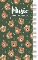 Music Sheet Notebook: Blank Staff Manuscript Paper with Cute Bears Themed Cover