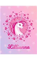 Lillianna: Unicorn Sheet Music Note Manuscript Notebook Paper - Magical Horse Personalized Letter L Initial Custom First Name Cover - Musician Composer Instrum