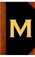 Monogram M Personalized Journal Custom Monogram Gift Idea Letter M Vintage Style: (Notebook, Diary, Blank Book)(Personalized Monogram Journals Notebooks Diaries)