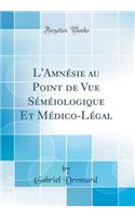 L'AmnÃ©sie Au Point de Vue SÃ©mÃ©iologique Et MÃ©dico-LÃ©gal (Classic Reprint)