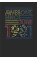 Awesome Since June 1981: Small Lined Notebook - Happy Birthday Gift or Happy Anniversary Gift Idea