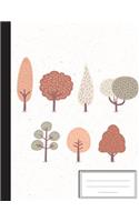 Cute Tree Drawing Sweet Pastel: Composition Notebook: College Wide Ruled Writer's Notebook for School / Teacher / Office / Student: Softback-Perfect Bound-Large School Notebook, 11