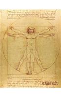 Der vitruvianische Mensch Wochenplaner 2020: Leonardo da Vinci - Planer 2020 mit Wochenübersicht - Raum für Notizen - Januar - Dezember 2020 Agenda - Menschliche Anatomie-Zeichnung - Italienisc(14 Jahresplaner 2020)