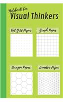 Notebook for Visual Thinkers: 100 pages 4-in-1 journal with dot grid, graph paper, hexagon paper and isometric paper for sketches and doodles in two toned neon green