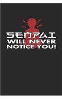 Senpai I Will Never Notice You: Weekly Planner and Organizer A5 for Anime I A5 (6x9 inch.) I Gift I 120 pages I Year Weekly & Monthly Planner