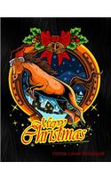 Merry Christmas Horse Lover Notebook: Journal, Diary or Sketchbook with Wide Ruled Paper