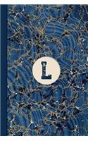 Monogram L Marble Notebook (Blue Ginger Edition): Blank Lined Marble Journal for Names Starting with Initial Letter L