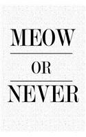 Meow or Never: A 6x9 Inch Matte Softcover Journal Notebook with 120 Blank Lined Pages and a Funny Sarcastic Pun Cover Slogan