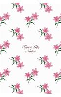 Tiger Lily Notes: 6"x9" Unruled Blank Notebook Watercolor Texture Design Botanic Garden Flower Pattern Cover. Matte Softcover Note Book Journal