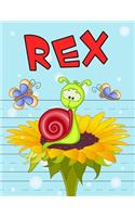 Rex: Primary Writing Tablet for Kids Learning to Write, Personalized Book with Child's Name for Boys, 65 Sheets of Practice Paper, 1 Ruling, Preschool, Kindergarten, 1st Grade, Book Size 8 1/2 X 11