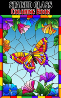 Stained Glass Coloring Book: Beautiful Flower & Butterfly Designs for Relaxation and Stress Relief, Stained Glass Coloring