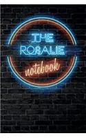 The ROSALIE Notebook: Vintage Blank Ruled Personalized & Custom Neon Sign Name Dotted Notebook Journal for Girls & Women. Wall Background. Funny Desk Accessories. Retro B