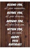 Behind You All Your Memories Before You All Your Dreams Happy 19th Birthday