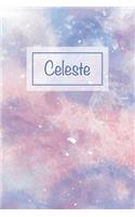 Celeste: First Name Personalized Notebook, College Ruled (Lined) Journal, Cute Pastel Notepad with Marble Pattern for Girls, Teens and Women