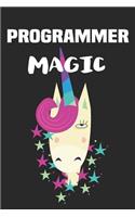Programmer Magic: Blank Lined Unicorn Notebook Journal