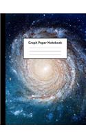 Graph Paper Notebook: 5 x 5 squares per inch, Quad Ruled - 8.5 x 11 - Deep Space Blue Spiral Galaxy - Math and Science Composition Notebook for for Children, Kids, Girls,