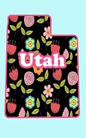 Utah (6x9 Notebook): Utah Theme Notebook with Pretty Black Floral and Light Blue Soft Cover. 6"x9", 120 Pages, Lined.