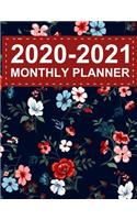 Monthly Planner 2020-2021: Flower Pattern Mom New year Two Years Planner Gift 2020 Monthly Tracker 110 Pages 8.5x11 Monthly Planner