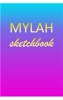 Mylah: Sketchbook - Blank Imaginative Sketch Book Paper - Pink Blue Gold Custom Letter M Personalized Cover - Teach & Practice Drawing for Experienced & As