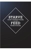 Starve Your Distractions. Feed Your Focus.: Motivational Bullet Notebook - 120-Page Large Dot Grid Inspirational Journal - 6 X 9 Matte Softcover Diary(Motivational Notebooks)