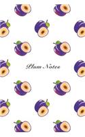 Plum Notes: 6"x9" Unruled Blank Notebook Watercolor Texture Design Tropical Organic Fruit Pattern Cover. Matte Softcover Note Book Journal