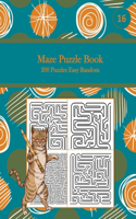 Maze Puzzle Book, 200 Puzzles Easy Random, 16: Pocket Sized Book, Tricky Logic Puzzles to Challenge Your Brain Large Print for Seniors, Adult, & Teens, Teal with Green and Orange Dots