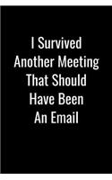 I Survived Another Meeting That Should Have Been An Email: Funny Office Blank Lined Notebook Journal For Co-workers