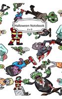 Halloween Notebook: Zombie Townies Clip Art Images on 6 x 9 Blank Lined Softcover Journal for Notes, Halloween Gift Design Cover Note Book
