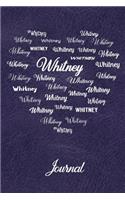 Personalized Journal - Whitney: Name in Many Different Fonts in Heart Shape on Purple Leather Look Background