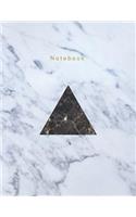 Notebook: Beautiful Black and White Graphic Style Marble Look with Gold Lettering 150 College-Ruled Lined Pages 8.5 X 11