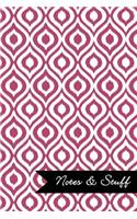 Notes & Stuff - Lined Notebook with Dusty Rose Ikat Pattern Cover: 101 Pages, Medium Ruled, 6 x 9 Journal, Soft Cover