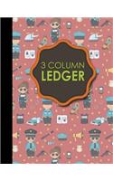 3 Column Ledger: Accounting Bookkeeping Notebook, Accounting Record Keeping Books, Ledger Paper Pad, Cute Police Cover, 8.5 x 11, 100 pages