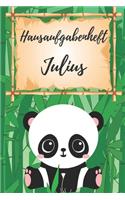 Hausaufgabenheft Julius: personalisiertes Panda Hausaufgabenheft / Schülerplaner für 1 Schuljahr mit Wochenübersicht / mit 2x Stundenplan / DIN A 5 / 112 Seiten