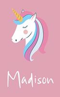 Madison: Personalized Unicorn Sketchbook For Girls And kids With Customized Name, Birthday Gift Idea, 120 Pages of 6" x 9" Blank Paper for Drawing, Sketching