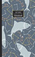 Dot Grid Notebook: Dotted Grid Notebook/Journal - Space Shark Star Constellations - 100 Pages - 7.5" x 9.25" - Children Kids Girls Teens Women - Perfect For School