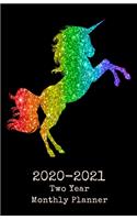 2020-2021 Two Year Monthly Planner: Rainbow Unicorn Small Pocket 5.06 x 7.81