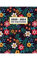 2020-2024 Five Year Planner: Garden Flowers - Pretty Floral Design for Mom or Sister - 60 Month Calendar and Log Book - Business Team Time Management Plan - Agile Sprint - Medic