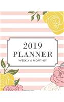 2019 Planner: Weekly and Monthly Planner with to Do List, Teacher Planner 2019, 1 Year, Dated, Floral Vintage
