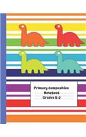Primary Composition Notebook- Grades K-2: Dinosaurs Notebook- Handwriting Practice, 8.5 X 11, 100 pages, Lined paper with dashed mid-line