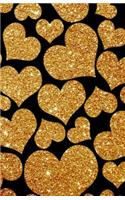 Glitzer Notizbuch Schwarz Gold: Herzen Buch Im Glimmerlook Zum Selbstgestalten, Blanko Journal