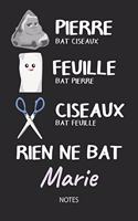 Rien ne bat Marie - Notes: Noms Personnalisé Carnet de notes / Journal pour les filles et les femmes. Kawaii Pierre Feuille Ciseaux jeu de mots. Fournitures scolaires, premier