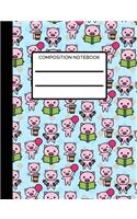 Pig Composition Notebook: Collage Ruled, Perfect For Kids, School Notebook