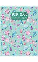 2019-2020 Weekly and Monthly Planner: Academic Planner Organizer (July 2019 through June 2020) - Watercolor Seashells and Starfish