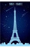 Paris France: 6x9 Lined Writing Notebook Journal, 120 Pages - Eiffel Starry Nights