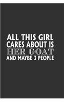 All This Girl Cares About Is Her Goat: Lined Notebook / Journal Gift For Him Her, 130 Pages 6x9, Soft Cover Matte Finish