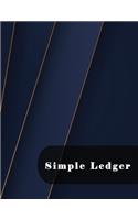 Simple Ledger: Easy Tracking and Recording Log Debits and Credits for Finance Accounting's Cash Bookkeeping Journal Glossy Cover Design for Blue Golden Line