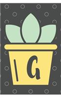G: Trendy Succulent Monogrammed Initial 120 Paged Lined Journal